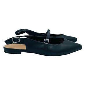 Old Navy Sandals Womens Size 9 Black Heeled Pointy Toe Slingback Comfort Shoe